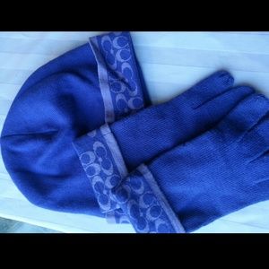 Purple Coach Beanie and Glove set