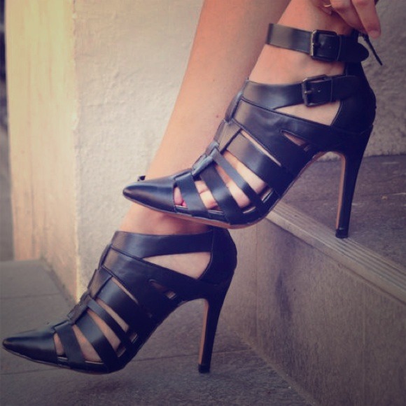 ZARA Black Gladiator Sandal Bootie High Heel Pump