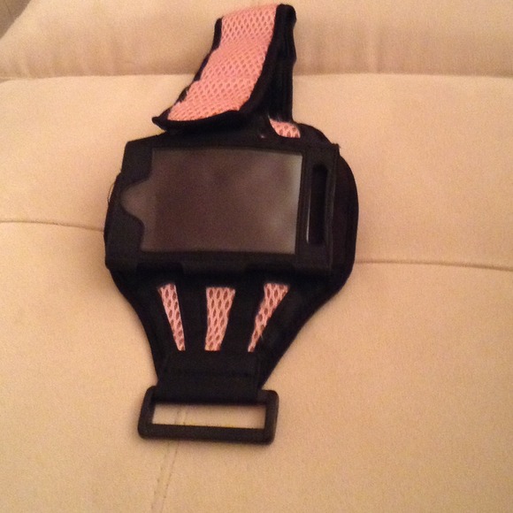 Pink and black iPhone running armband