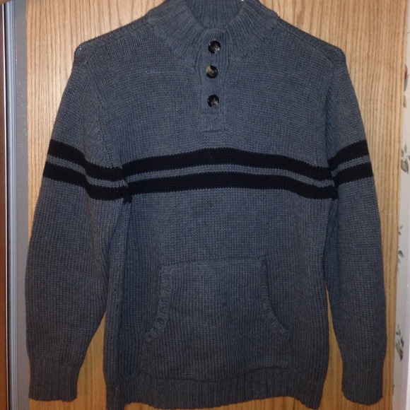 Old navy grey sweater with navy stripes - Picture 2 of 3