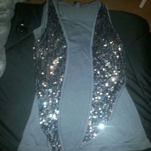 Gray and Sparkely Tank Top