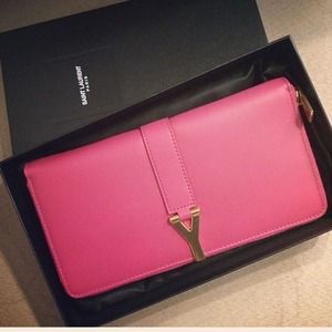 Yves Saint Laurent Bags - Auth YSL hot pink Y line zip around leather wallet Yves Saint Laurent Bags - Auth YSL hot pink Y line zip around leather wallet