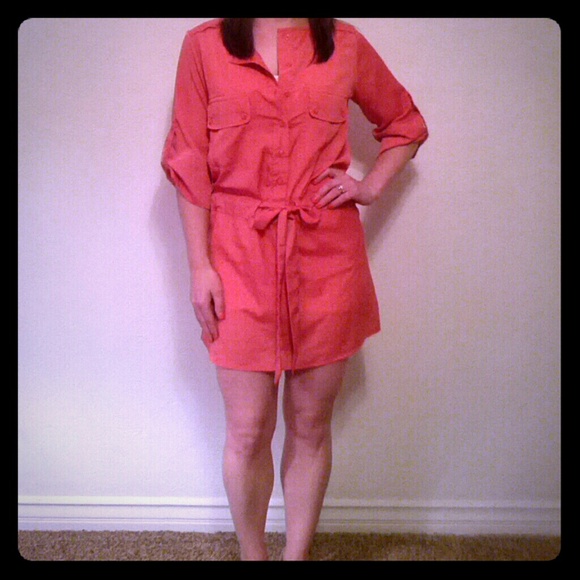 ⏰coral shirt dress/tunic
