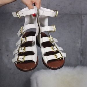 Topshop buckle white sandals