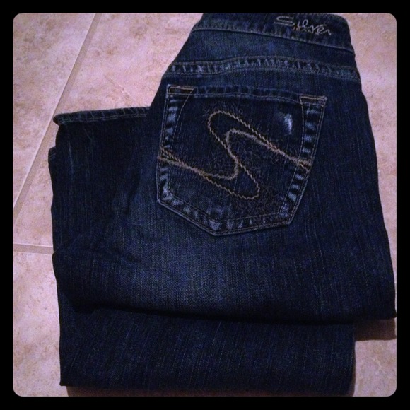 Silver denim jeans! Distressed. Amazing condition