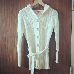 Sweater cardigan with hoodie