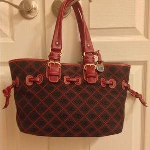 SOLD DB  red and black drawstring purse