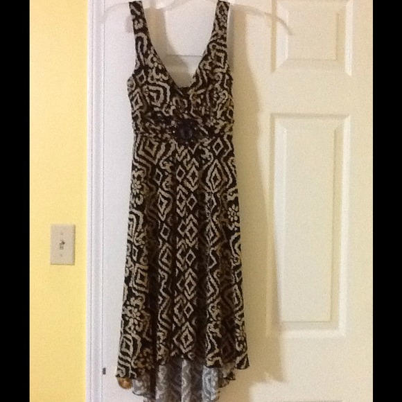Print dress with embellishments