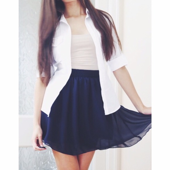 Brandy Melville Dresses & Skirts - 🎉Host Pick Brandy Chiffon Navy Skater Skirt Brandy Melville Dresses & Skirts - 🎉Host Pick Brandy Chiffon Navy Skater Skirt