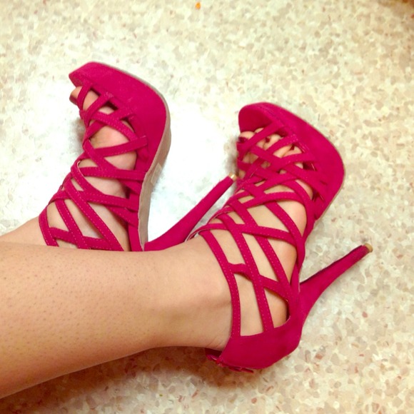 Hot pink high heels