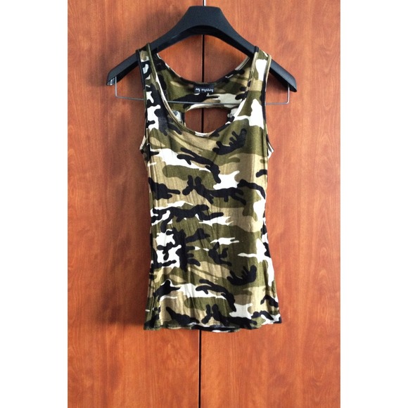 Cammoflauge Keyhole-Back Tank Top