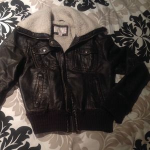 faux leather bomber jacket