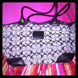 Black and grey coach handbag