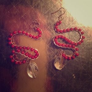 Coral and crystal dangles