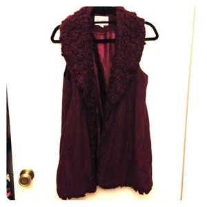 Burgundy fur/velvet vest