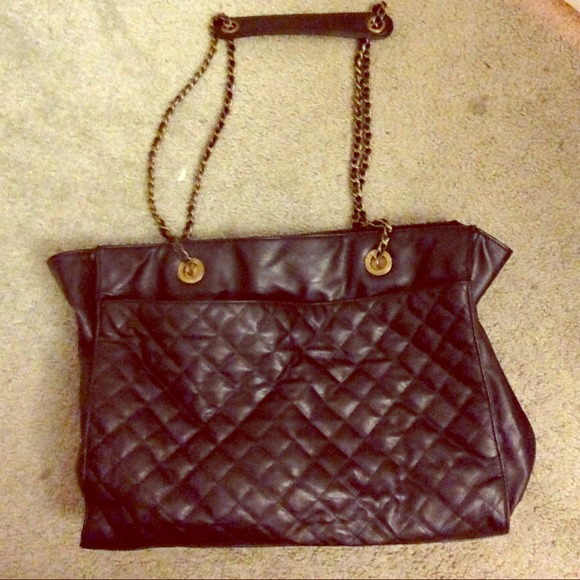 UO quilted black leather tote
