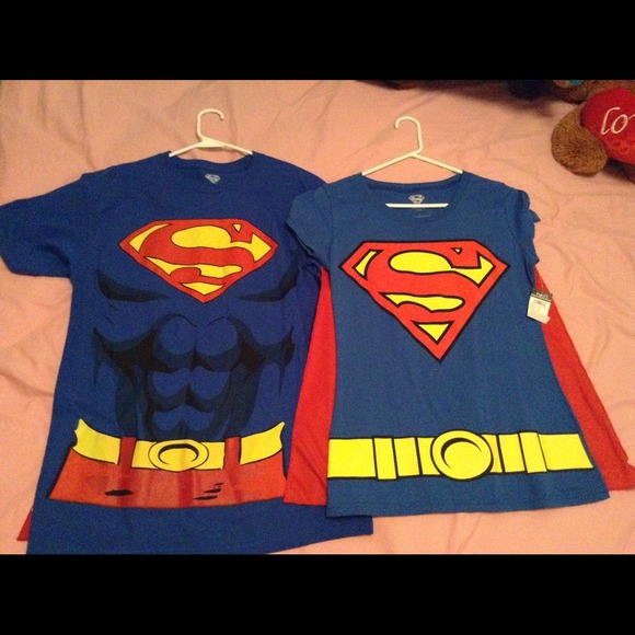 His and her super man shirts with cape.