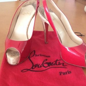 Authentic Christian Louboutin red sling back