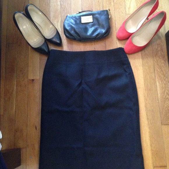 SOLD-J.crew Double Serge Wool Skirt Black