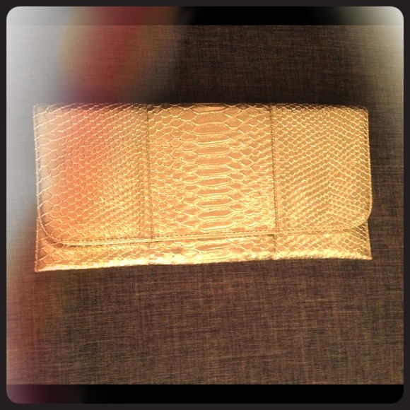 **SOLD ON TF** Gold Python Embossed Flat Clutch