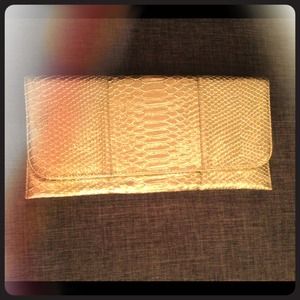 **SOLD ON TF** Gold Python Embossed Flat Clutch