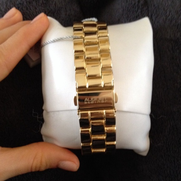 August Steiner Gold & Black Mother of Pearl Watch - Picture 4 of 4