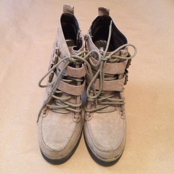 Target Mossimo Faux Suede Tan LaceUp/Buckle Bootie