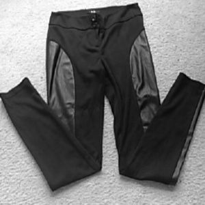 Skinny tights faux leather on sides