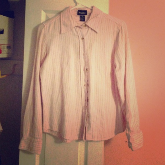 Medium women's pink with stripes button up shirt