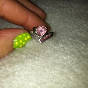 Pink lab created heart ring