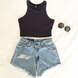 Levi's Distressed High-Waisted Shorts