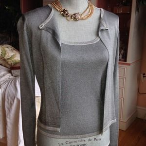Grey with metallic sweater twin