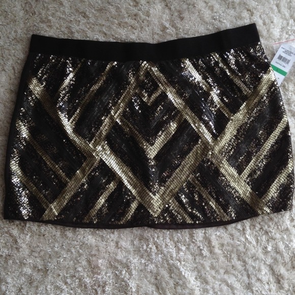 Price ✂️NWT bronze and gold sequin skirt