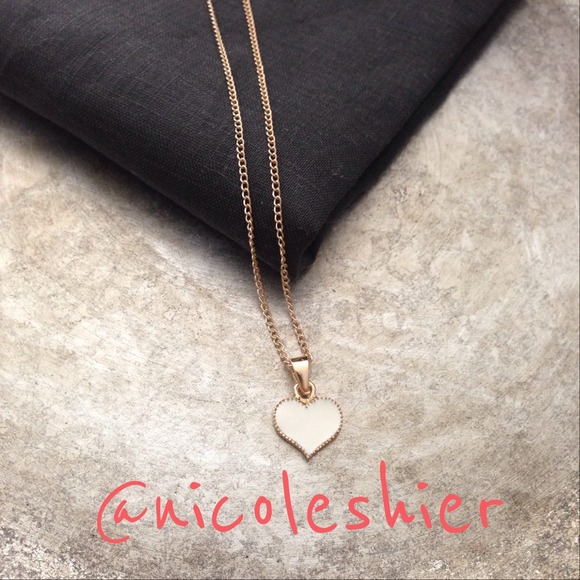Jewelry - {Gold} color Necklace • White Heart Charm 🌟