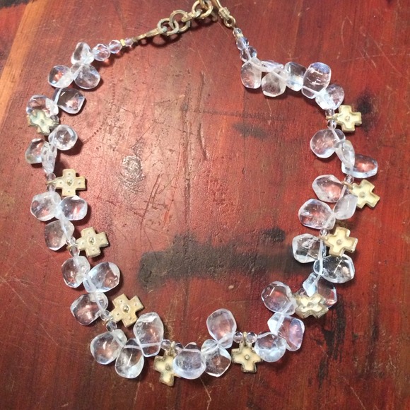 Crystal and cross necklace