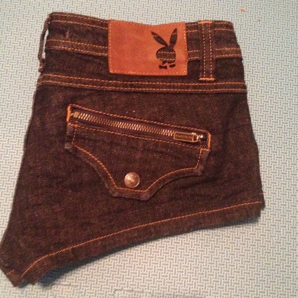 NWOT Dark Denim Playboy booty shorts 💁🐇