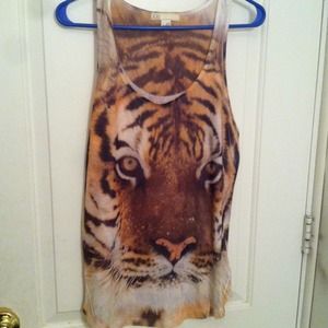 Long flowy tiger face tank