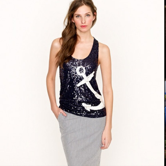 J. Crew Tops - Jcrew sequin anchor tank