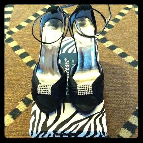 Black Satin Heels