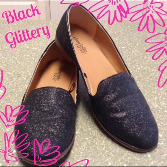 Charlotte Russe Shoes - Black Glittery Slip-On's