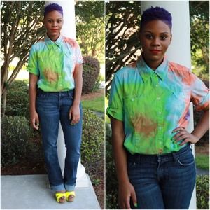 💥New Item💥Colorful Tie Dye Button Up Top