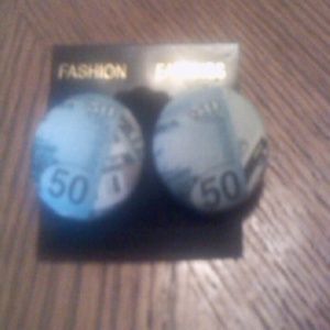 Money button earrings