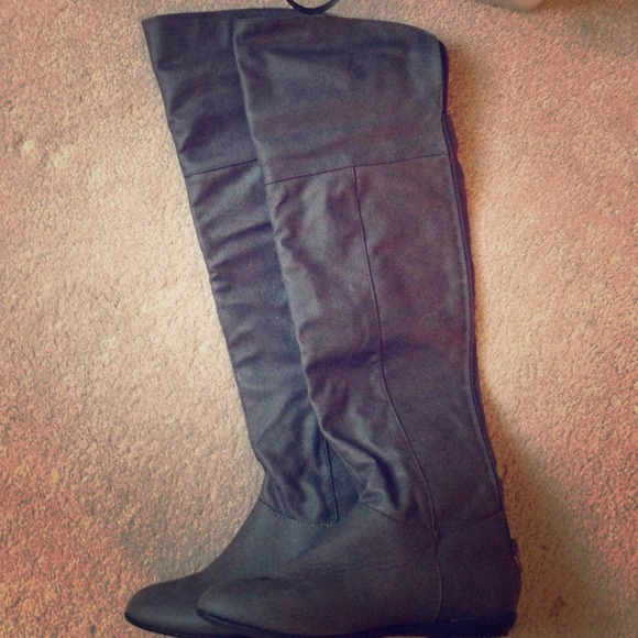 Grey Over The Knee Boots