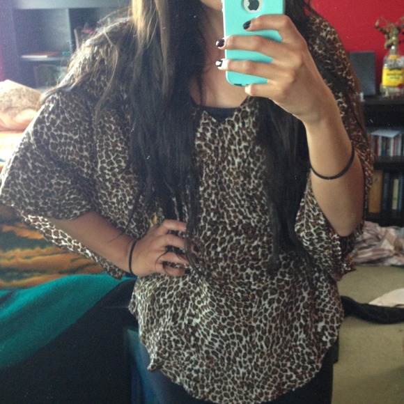 Barney's Co-op 100% silk cheetah print blouse