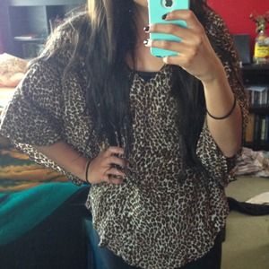 Barney's Co-op 100% silk cheetah print blouse