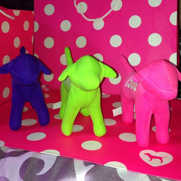 SOLD 3 neon color love pink dogs - Picture 2 of 2