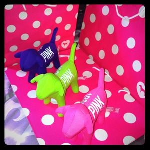 SOLD 3 neon color love pink dogs