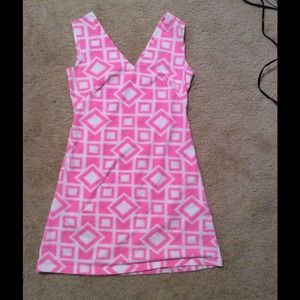Mahi Gold neon pink v neck shift dress