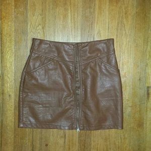 H&M Brown Faux Leather Skirt