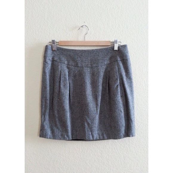 Grey Herringbone Mini Skirt